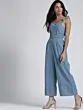 Blue Solid Chambray Basic Jumpsuit