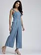 Blue Solid Chambray Basic Jumpsuit