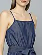 Women Navy Blue Solid Culotte Chambray Jumpsuit