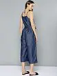 Women Navy Blue Solid Culotte Chambray Jumpsuit