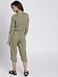 Olive Green Solid Capri Jumpsuit