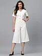 White Solid Culotte Jumpsuit
