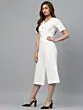 White Solid Culotte Jumpsuit