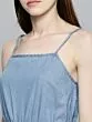 Women Blue Solid Chambray Basic Jumpsuit