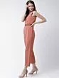 Women Peach-Coloured Solid Wrap Basic Jumpsuit