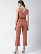 Women Peach-Coloured Solid Wrap Basic Jumpsuit