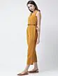 Women Mustard Yellow Solid Basic Jumpsuit