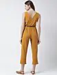 Women Mustard Yellow Solid Basic Jumpsuit