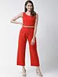 Women Red Solid Basic Jumpsuit