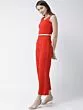 Women Red Solid Basic Jumpsuit