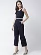 Women Navy Blue Solid Basic Jumpsuit