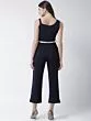 Women Navy Blue Solid Basic Jumpsuit