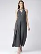 Women Charcoal Grey Solid Layered Basic Jumpsuit