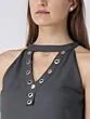 Women Charcoal Grey Solid Layered Basic Jumpsuit
