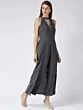 Women Charcoal Grey Solid Layered Basic Jumpsuit
