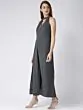 Women Charcoal Grey Solid Layered Basic Jumpsuit