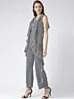Women Black & White Striped Ruffled Basic Jumpsuit