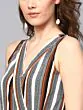 White & Black Striped Basic Jumpsuit