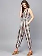 White & Black Striped Basic Jumpsuit