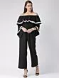 Women Black Solid Ruffled Basic Jumpsuit