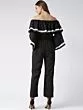 Women Black Solid Ruffled Basic Jumpsuit