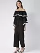 Women Black Solid Ruffled Basic Jumpsuit