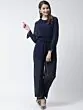 Women Navy Blue Solid Basic Jumpsuit