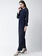 Women Navy Blue Solid Basic Jumpsuit