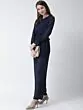 Women Navy Blue Solid Basic Jumpsuit
