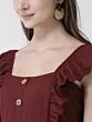 Women Burgundy Solid Basic Jumpsuit