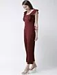 Women Burgundy Solid Basic Jumpsuit