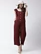 Women Burgundy Solid Basic Jumpsuit
