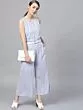 Blue & White Striped Culottes Jumpsuit