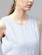 Blue & White Striped Culottes Jumpsuit