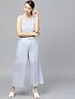 Blue & White Striped Culottes Jumpsuit
