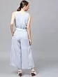 Blue & White Striped Culottes Jumpsuit