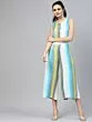 White & Blue Striped Culotte Jumpsuit