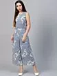 Blue & White Printed Cropped Jumpsuit
