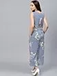 Blue & White Printed Cropped Jumpsuit