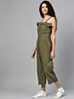 Women Olive Green Solid Basic Jumpsuit