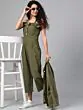 Women Olive Green Solid Basic Jumpsuit