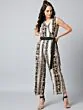 Women Beige & Black Printed Basic Jumpsuit