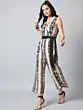 Women Beige & Black Printed Basic Jumpsuit