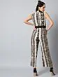 Women Beige & Black Printed Basic Jumpsuit