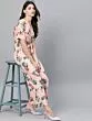 Women Pink & Green Floral Print Basic Jumpsuit