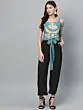 Women Blue & Black Printed Basic Jumpsuit
