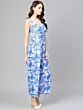 Women Blue & White Printed Basic Jumpsuit