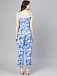 Women Blue & White Printed Basic Jumpsuit