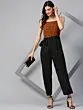 Brown & Black Printed Basic Jumpsuit
