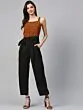 Brown & Black Printed Basic Jumpsuit